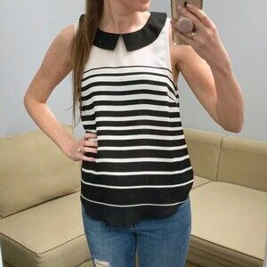 Elle Black and White Striped Tank Top XS